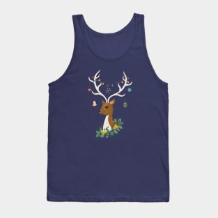 Vintage Inspired Deer with Decorations Tank Top
